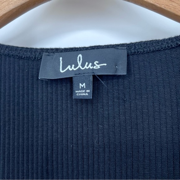 Lulu’s Black Ribbed Keep Your Attention Long Sleeve Sweetheart Bodysuit - Picture 5 of 6